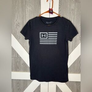 016. Womens UNDER ARMOUR UA Freedom Flag T-Shirt size small